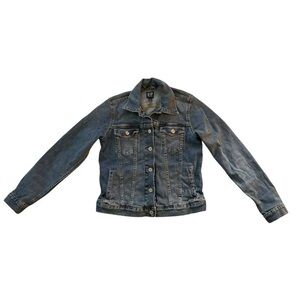 Gap Denim Jacket Womenβs XS Blue Button-Up Fitted Stretch Jean Coat Cotton